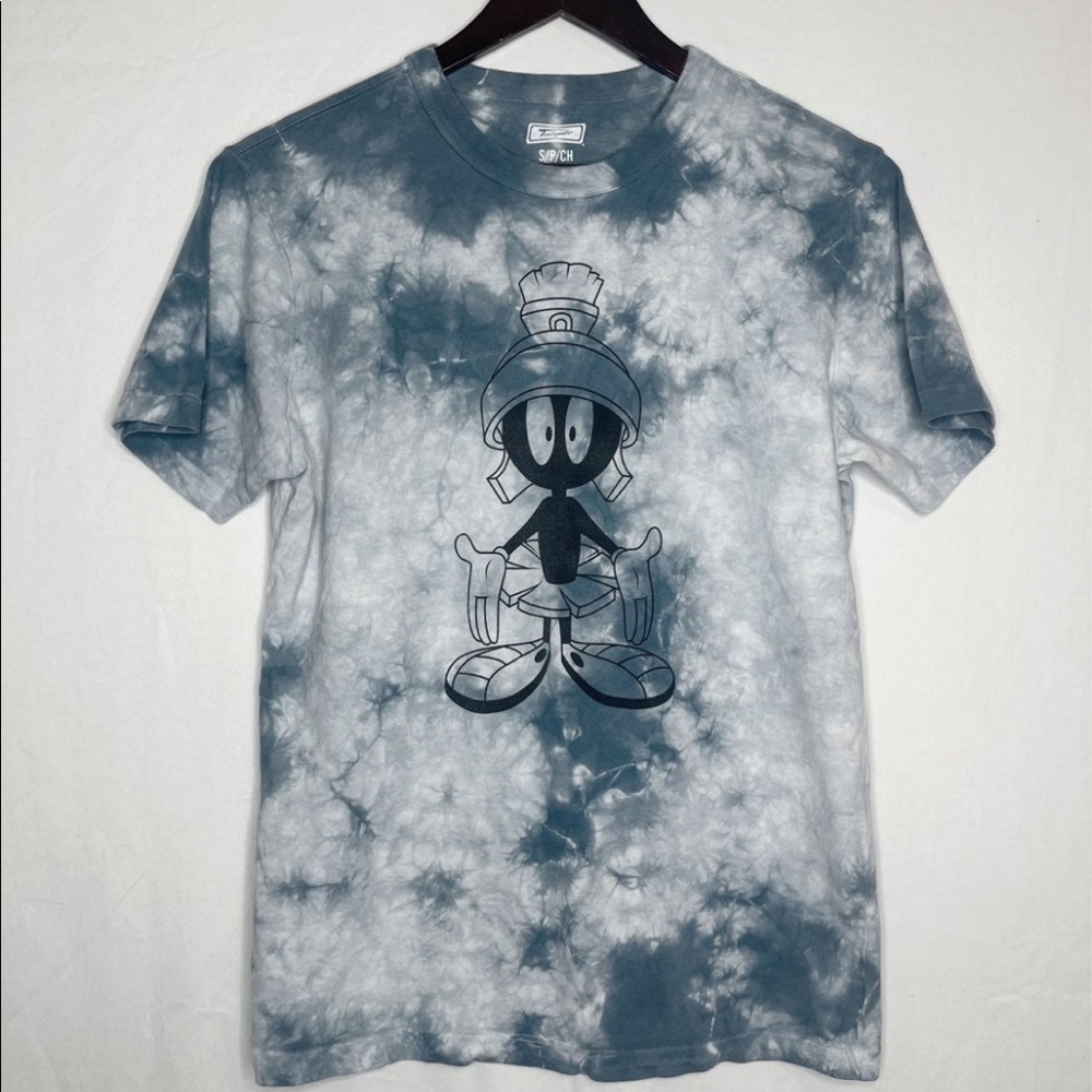 Tailgate Marvin the Martian Faded Blue Gray Tie-Dye T-Shirt